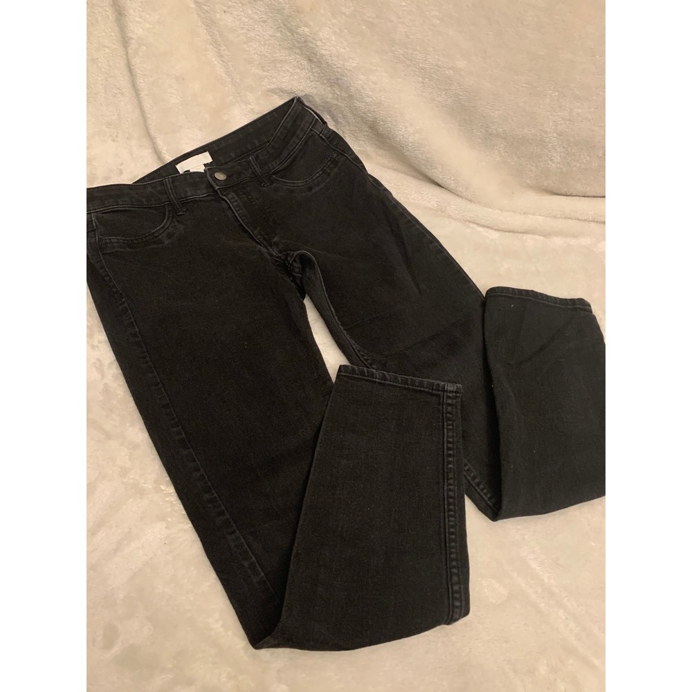 HM‎ Denim Womens Skinny Jeans Black Mid Rise Stretch Size 6 P/N 0898596 3